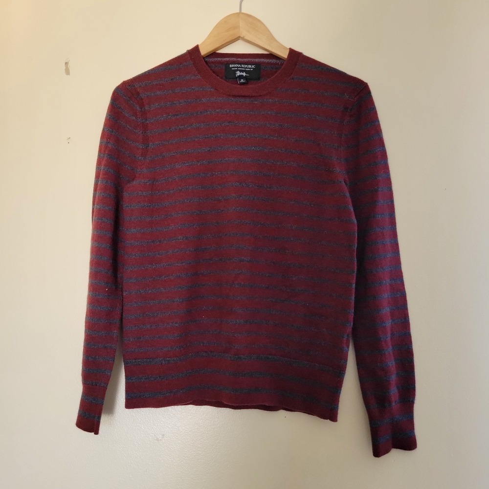 Banana Republic Italian Merino Wool Baruffa Crewneck Sweater Ladies Med Maroon